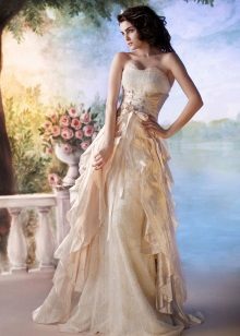 Vestuvinė suknelė su pastelinėmis spalvomis