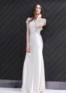 A straight wedding dress with lace