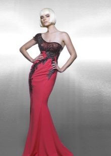 Червена и черна русалка вечерна рокля