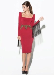 Вечерна червена рокля Midi