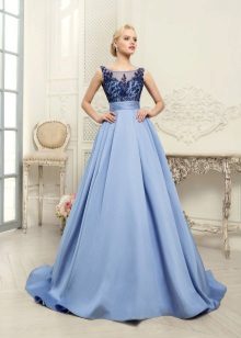 Wedding dress with blue lace