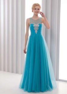 Billig aftenblå kjole