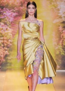 Gold fabric evening gown