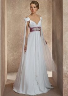Empire style wedding dress with a belt