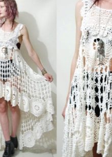Virkad tunika klänning vit
