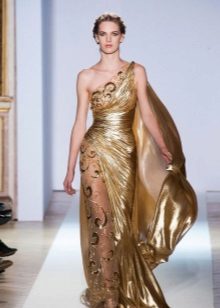 فستان سهرة ذهبي يوناني