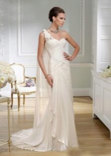Graikiška „Bateau“ A-Line vestuvių suknelė