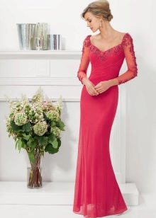 Rochie de seara sirena pentru femei de 40 de ani rosu