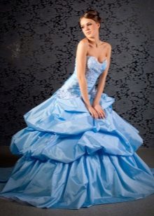 Pufīga kāzu kleita zila