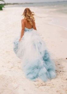 Hochzeitskleid weiß mit blau