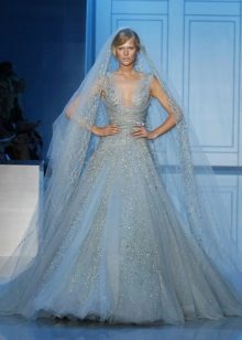 Blaues Hochzeitskleid von Eli Saab