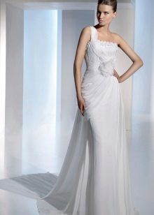 Elegantní rovné jedno rameno svatební šaty