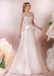 Elegante abito da sposa peplo a trapezio