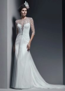 Wedding dress with transparent sleeves