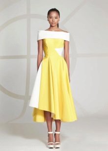 Đầm dạ hội ngắn màu vàng
