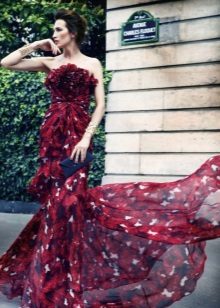 שמלת שיפון רטרו אדומה