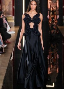 Svilena crna večernja haljina Valentina Yudaškina
