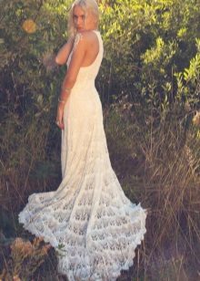 Crochet wedding dress with a train