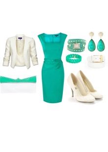 Aksesori putih untuk pakaian turquoise