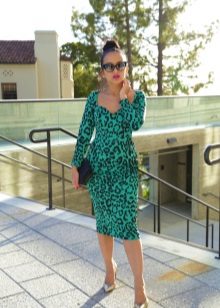 Зелена рокля от леопард