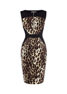 Leoparda kleita ar melniem akcentiem