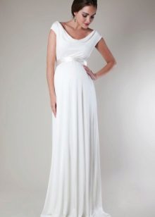 Maternity dress white on the floor with straps