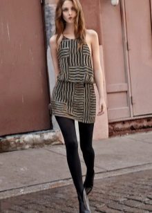 Color dress with black tights