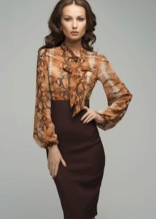 brown office midi dress