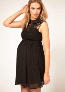 Черна къса рокля за майчинство