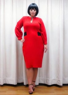 Şişman Kadınlar için Orta Uzunlukta Yarı Kılıf Kırmızı Kılıf Kılıf Elbise