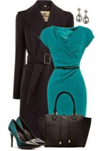 Turquoise office dress, shoes and accessories to it