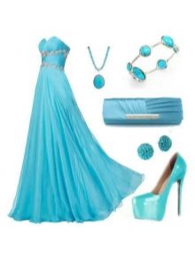 Accessories to match the dress of the color of sea wave