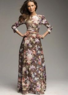 Chocolate dress with pink and lilac floral print