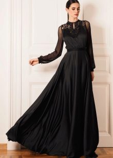Chanel a-line váy dài sàn