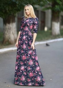 Floral Floor-Length Dress with Sleeves