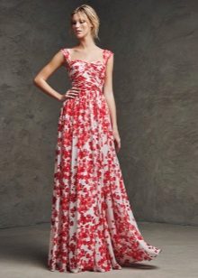 Флорална рокля с линия