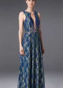 Blommig mantelklänning blå