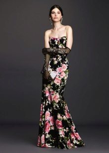 „Mermaid“ gėlių spaudos suknelė