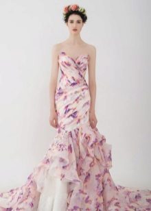 Floral γοργόνα φόρεμα με κουρτίνα
