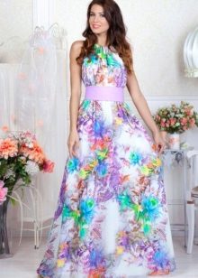 A-line krátké šaty s květinovým vzorem