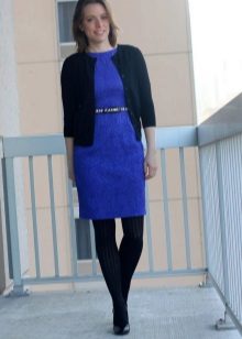 Warm black tights for a dress in a business style