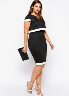Black dress in a business style with a white strip for women with an apple