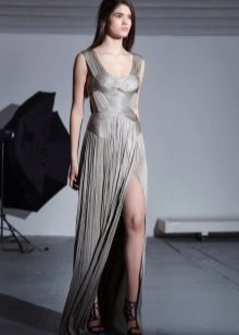 Siva grčka prorezna haljina