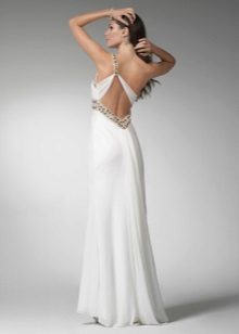 Biele grécke šaty s hlbokým výstrihom