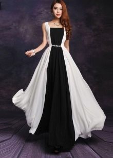 Черна и бяла дълга рокля