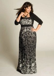 Kilolu kadınlar için ince baskılı kapalı uzun elbise