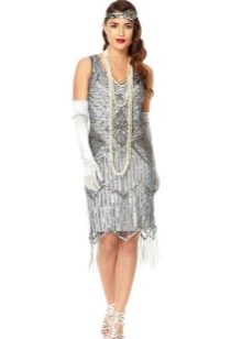 Gatsby Gray Dress with White Gloves