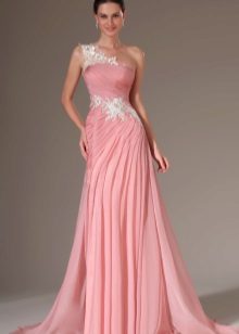 Ružičasta haljina s jednim ramenom