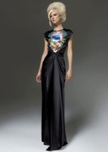 Black silk print dress