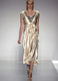 Elegant dress made of silk with rhinestones